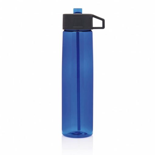Sticla de apa 750 ml cu pai inclus, Everestus, SW01, tritan, polipropilena, albastru, saculet de calatorie inclus