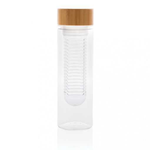 Sticla de apa cu infuzor, 640 ml, 22.7xø6.8 cm, Everestus, 20SEP0130, Tritan, Bambus, Transparent, saculet inclus