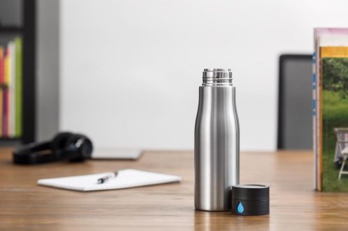 Sticla de apa 600 ml, capac care monitorizeaza consumul de apa, XD, AA, otel inoxidabil, abs, gri