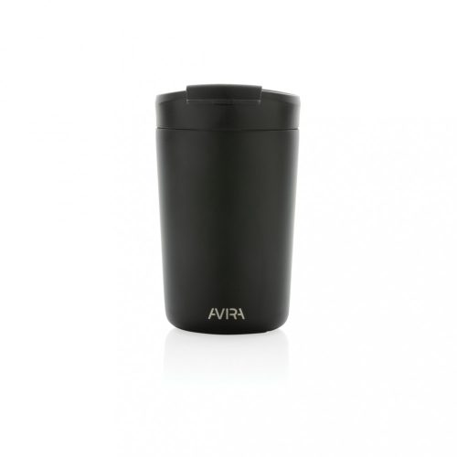 Cana de voiaj, Avira, 42FEB231143, 300 ml, 13.8xØ8.8 cm, Otel, Polipropilena, Negru