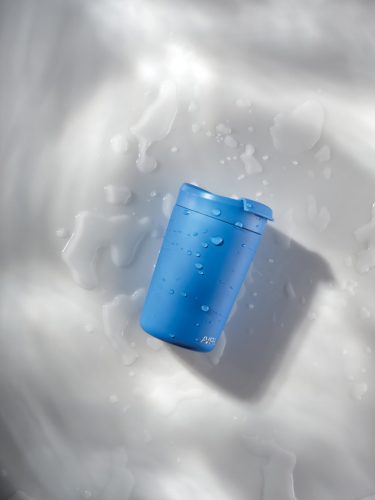 Cana de voiaj, Avira, 42FEB231144, 300 ml, 13.8xØ8.8 cm, Otel, Polipropilena, Albastru