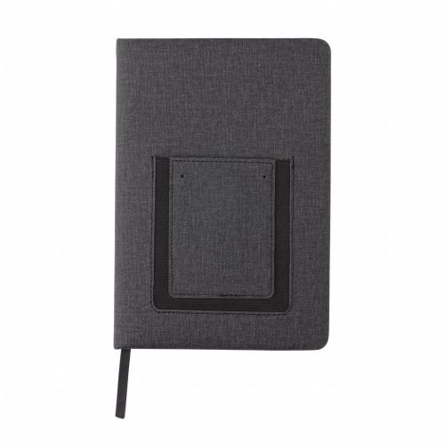 Agenda A5 deluxe cu buzunar pentru telefon, Everestus, JU026, poliuretan, negru