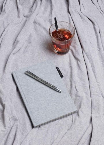 Agenda A5 160 pagini, coperta tare din material textil, Everestus, JY, poliester, hartie, gri