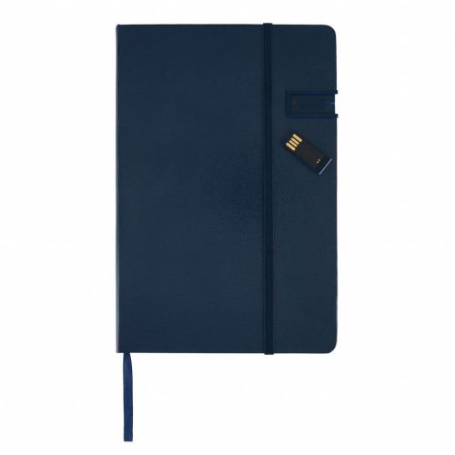 Agenda A5 cu memorie usb 4GB inclusa, coperta tare, 160 pagini, Everestus, DA, hartie, albastru navy