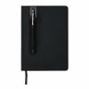 Agenda A5 coperta tare PU standard si pix metalic stylus, Everestus, SD, hartie, otel inoxidabil, negru
