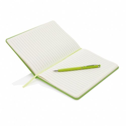 Agenda A5 coperta tare PU standard si pix metalic stylus, Everestus, SD, hartie, otel inoxidabil, verde