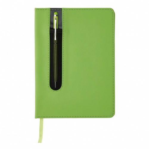 Agenda A5 coperta tare PU standard si pix metalic stylus, Everestus, SD, hartie, otel inoxidabil, verde