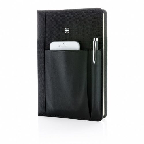 Set agenda si pix, coperta poliester 1680D si 600D, 192 pagini detasabile, Swiss Peak, RE, pu, negru