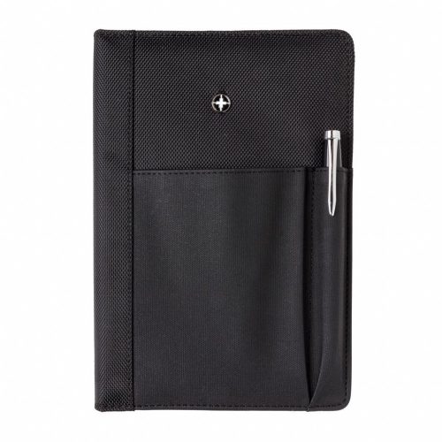 Set agenda si pix, coperta poliester 1680D si 600D, 192 pagini detasabile, Swiss Peak, RE, pu, negru