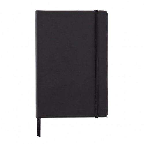 Agenda A5 cu coperta tare pu, 160 pagini cu liniatura, Everestus, HR, hartie, poliester, negru