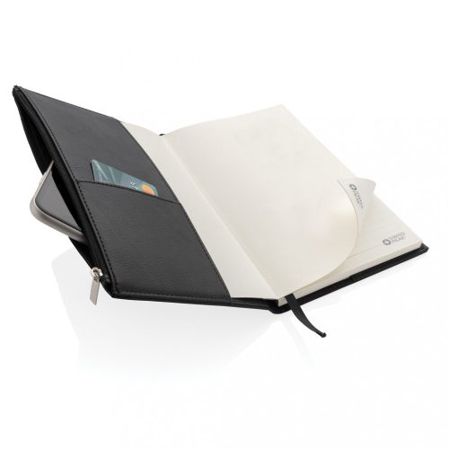 Agenda A5, buzunar cu fermoar, 21x14x2 cm, Swiss Peak, 20SEP0342, Poliuretan, Hartie, Negru