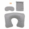 Set de calatorie, perna gonflabila, masca ochi, dopuri urechi, husa mica, Everestus, CT01, poliester, pvc, gri