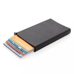   Portcard securizat RFID, maxim 6-10 carduri, Everestus, 20IAN092, Aluminiu, ABS, Negru, lupa de citit inclusa
