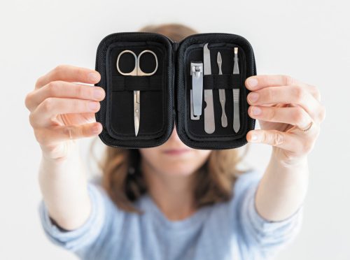 Set manichiura 5 piese, 21MAR1684, 12x8x4 cm, Everestus, Otel, Poliuretan, Negru