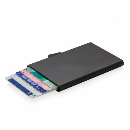 Portcard securizat RFID, Everestus, RD, aluminiu, negru, 8x64x95 mm, lupa de citit inclusa