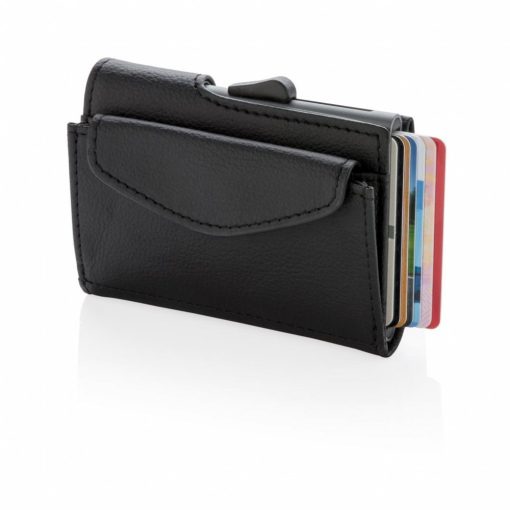 Portofel securizat RFID pentru carduri, bacnote si monezi, Everestus, CE, pu, aluminiu, negru, 21x65x98 mm