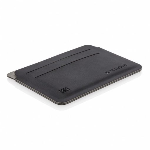Portcard subtire securizat RFID, XD by AleXer, QC, pu, negru, 3x85x115 mm, breloc inclus din piele ecologica si metal