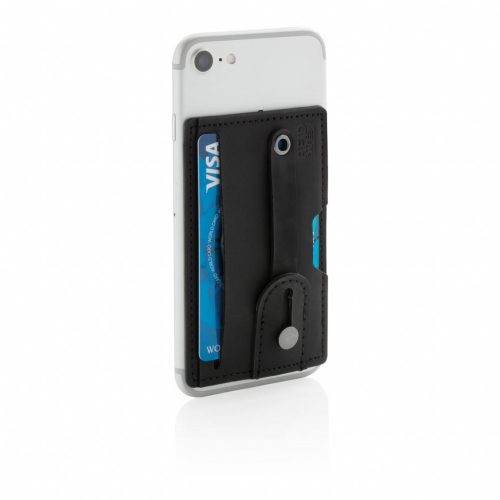 Suport de telefon 3-in-1, cu portcard RFID incorporat, Everestus, 9IA19299, Poliuretan, Negru