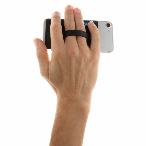 Suport de telefon 3-in-1, cu portcard RFID incorporat, Everestus, 9IA19299, Poliuretan, Negru