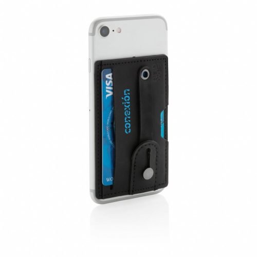Suport de telefon 3-in-1, cu portcard RFID incorporat, Everestus, 9IA19299, Poliuretan, Negru