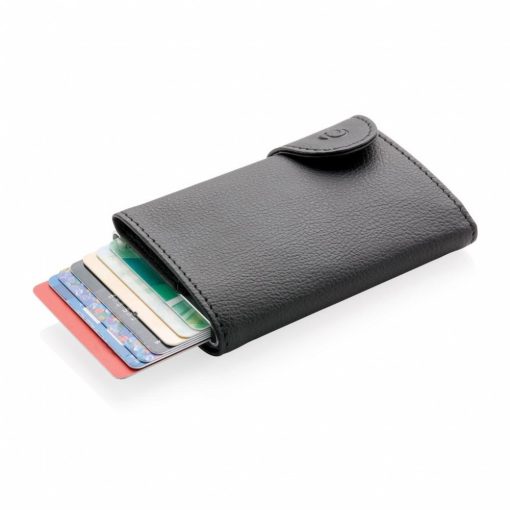Portofel pentru carduri securizat RFID, Everestus, CE, pu, aluminiu, negru, 16x68x95 mm, lupa de citit inclusa