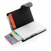 Portofel pentru carduri securizat RFID, Everestus, CE, pu, aluminiu, negru, 16x68x95 mm