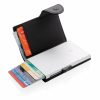Portofel pentru carduri securizat RFID, Everestus, CE, pu, aluminiu, negru, 16x68x95 mm, lupa de citit inclusa