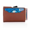 Portofel pentru carduri securizat RFID, Everestus, CE, pu, aluminiu, maro, 16x68x95 mm, lupa de citit inclusa