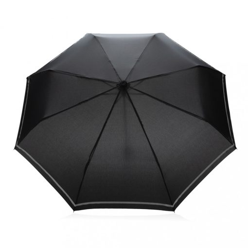 Umbrela de ploaie mini, reflectorizanta, Everestus, 21OCT0995, 56.5 x ø 96 cm, Poliester, Metal, Negru, saculet inclus