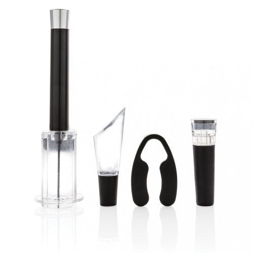 Set accesorii vin, 4 piese, 21.5xø6 cm, Everestus, 20SEP0646, ABS, Otel, Negru