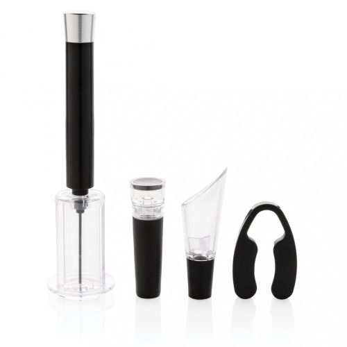Set accesorii vin, 4 piese, 21.5xø6 cm, Everestus, 20SEP0646, ABS, Otel, Negru