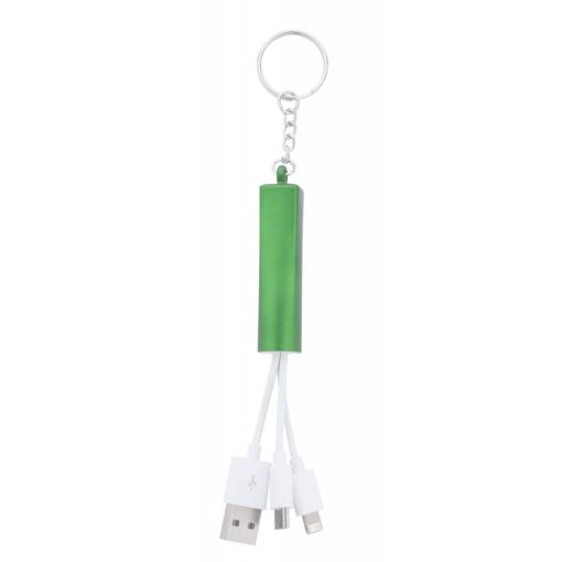 Breloc cu cabluri de incarcare usb, 14×130×14 mm, Everestus, 20FEB7277, Plastic, Verde