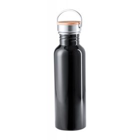   Sticla sport, 800 ml, ø72×242 mm, Everestus, 20FEB8486, Otel inoxidabil, Bambus, Negru