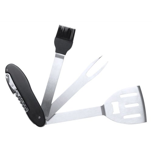 Set multifunctional 4 unelte gratar, 88×270×22 mm, Everestus, 20FEB4672, Otel inoxidabil, Negru