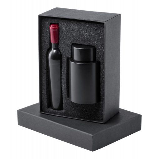 Set 2 accesorii vin, 97×53×136 mm, Everestus, 20FEB17217, Negru