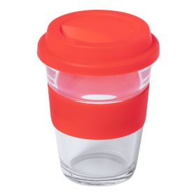   Cana de voiaj, 21MAR1939, 350 ml, Ø 95x124 mm, Everestus, Sticla, Silicon, Rosu, Transparent