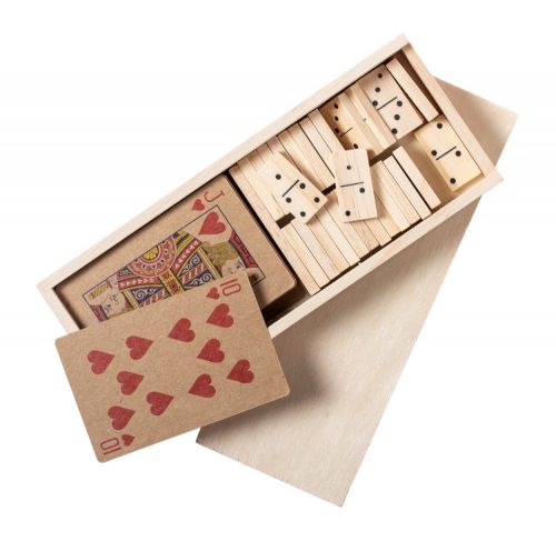 Set Domino si carti de joc, Everestus, 21OCT0943, 187 x 20 x 75 mm, Lemn, Natur