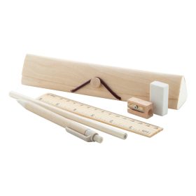   Set de 5 articole de papetarie, Everestus, 21OCT0086, 200 x 37 x 44 mm, Lemn, Natur