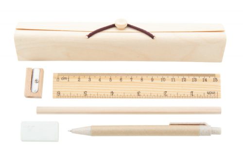 Set de 5 articole de papetarie, Everestus, 21OCT0086, 200 x 37 x 44 mm, Lemn, Natur