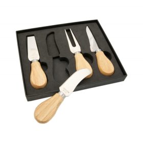   Set 4 cutite pentru branzeturi, 190×160×23 mm, Everestus, 20FEB13358, Otel inoxidabil, Lemn, Natur