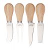 Set 4 cutite pentru branzeturi, 190×160×23 mm, Everestus, 20FEB13358, Otel inoxidabil, Lemn, Natur