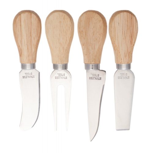 Set 4 cutite pentru branzeturi, 190×160×23 mm, Everestus, 20FEB13358, Otel inoxidabil, Lemn, Natur