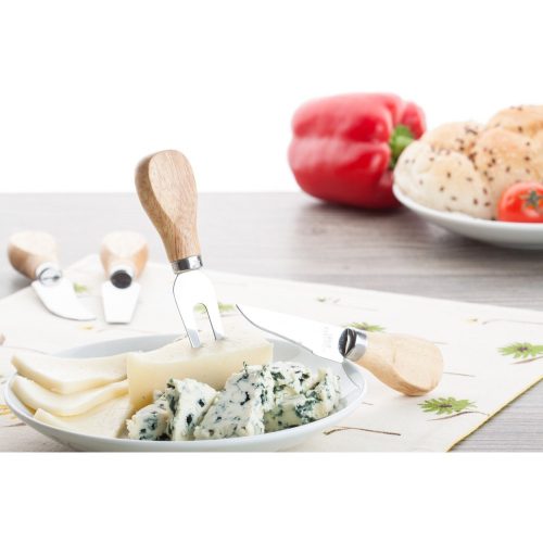 Set 4 cutite pentru branzeturi, 190×160×23 mm, Everestus, 20FEB13358, Otel inoxidabil, Lemn, Natur