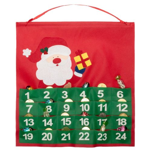 Advent calendar, 380×400 mm, Everestus, 20FEB16212, Material netesut, Rosu, Verde
