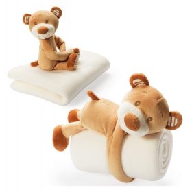   Paturica cu ursulet, 750×1000 mm, Everestus, 20FEB12233, Polar fleece, Alb, Maro