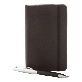   Set agenda si pix, 182×165×34 mm, Antonio Miro, 20FEB10300, Piele ecologica, Metal, Negru