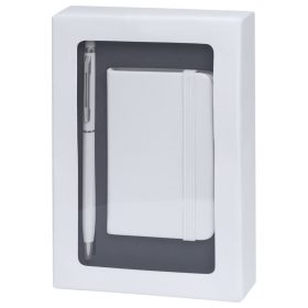   Set agenda si pix, 168×112×29 mm, Everestus, 20FEB10110, Hartie, Aluminiu, Alb