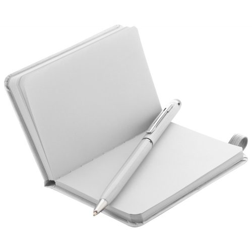 Set agenda si pix, 168×112×29 mm, Everestus, 20FEB10110, Hartie, Aluminiu, Alb