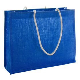   Geanta de plaja, 445×350×140 mm, Everestus, 20FEB10957, Iuta, Bumbac, Albastru