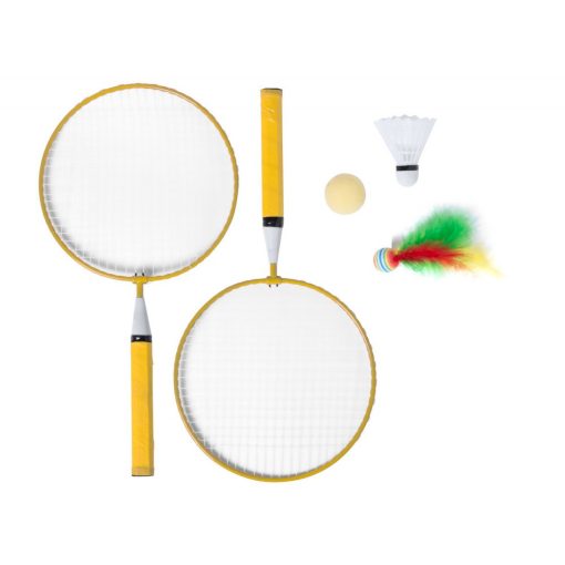 Badminton set, 225×435×45 mm, Everestus, 20FEB6537, Metal, Lemn, Galben